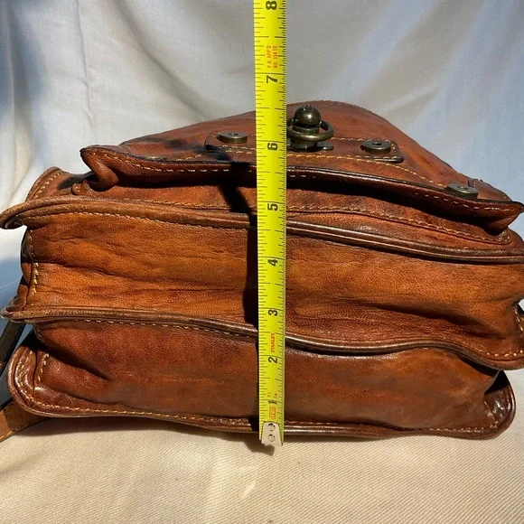 Frye Rich Brown Leather Messenger / Satchel Bag - Picture 6 of 8
